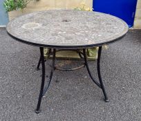 Circular topped mosaic garden table Condition Report