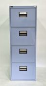 Four-drawer filing cabinet painted blue