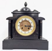 19th century black slate mantel clock with eight-day movement by 