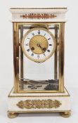 WITHDRAWN Alabaster and gilt metal four-glass portico clock with eight-day striking movement, enamel