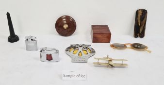 Collection of various treen items to include a square box, a circular screw box, a collection of