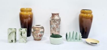 Three pieces of Carltonware, a pair of studio pottery vases by Carn Pottery, Penzance, two various
