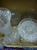 Quantity of glassware including moulded glass, storage jars, wines and assorted ceramics (4 boxes)