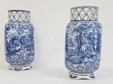 Pair of J Kent Fenton blue and white pottery vases 'Ye Olde Foley Ware' (2)  Condition ReportThese