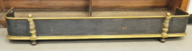 Brass fire curb, 133cm long x 25cm deep approx