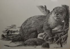 Paul Matthews Limited edition print  Portrait of an otter, 21/500 Anthony Wyatt  Limited edition