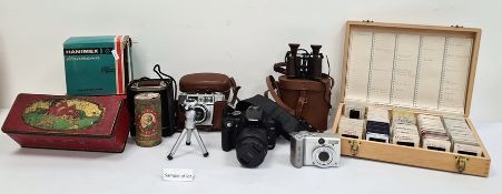 Collection of old cameras, binoculars, photographic equipment, etc (2 boxes)