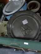 Various assorted china, china plates, glassware, photo albums, etc (5 boxes)