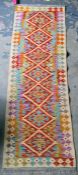 Vegetable dye wool chobi Kelim runner 196 x 66 cm