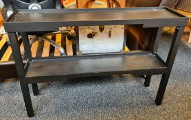 Oka two-tier hall table painted black, 115.5cm x 81cm