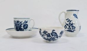 Group of Worcester porcelain, circa 1775, blue crescent marks, printed in underglaze blue with the