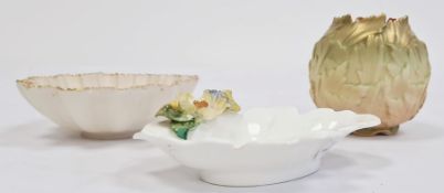 Royal Worcester dish with floral decoration, numbered 3297 to base, 12cm, a Royal Worcester 'Blush