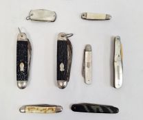 Silver penknife with mother-of-pearl handle and seven other penknives (8)