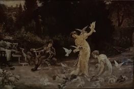 Herman Vogler  Crystoleum Garden scene with doves, 18cm x 25cm Condition ReportThere are several