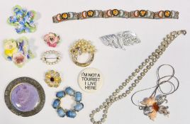 Large collection of costume jewellery to include an agate bracelet, beaded necklaces, chains,