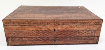 A 19th Century Anglo-Indian rectangular sewing box with inlay to inside, various cabinets, inlaid