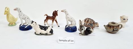 Pair of small Staffordshire pottery dalmatians and a quantity of decorative ceramic miniatures