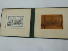 Original Cruickshank plate presented in a double-aperture mount, backed with green cloth 