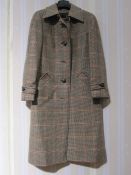 A brown and red checked wool coat (unlabelled)