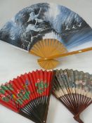A quantity of souvenir fans, mostly Oriental