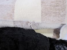 Length of chenille and linen furnishing material and a large roll of black devore dress material (