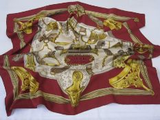 Hermes scarf 'Etriers' 1964, hand rolled, by Francoise De La Perriere, 90cm x 90cm  Condition