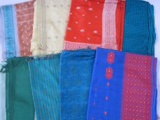 Nine silk saris, various colours