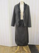 Comme des Garcons face to face black and brown striped jacket with frilled collar with matching