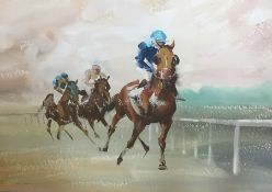 John Skeaping (20th century) Watercolour drawing Racing scene, signed lower left and dated '63, 41cm