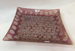 A 20th Century purple and clear glass square shaped dish, 36cm wide