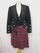 Gentleman's Scottish kilt along with waistcoat and jacket, the jacket and kilt labelled Alex Scott &