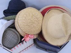 Collection of straw hats, various makes (2 boxes)