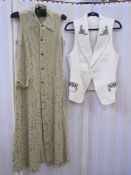 Comme des Garcons jacquard sleeveless shirt dress/waistcoat, maxi length, a Yoshiko linen