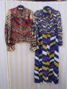 A blouse labelled Jean Varon, heavily altered, fabric buttons, balloon sleeves, peplum, a maxi shirt