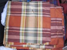 Quantity of dress and furnishing materials including tartan silk, Sandersons 'Bird and Basket' circa