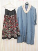 1950's full circle skirt with printed design in red and white, labelled Susan Barrie with a 1950's