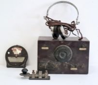 The Magniphone 2000 ohms transmitter with headphones plus morse code tapper and 