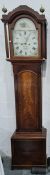 19th century mahogany, cross-banded and satinwood strung longcase clock, the dial marked 'James