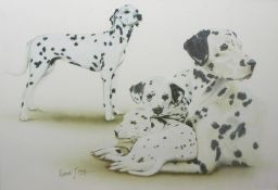 Two boxes of assorted prints including Dalmatian studies