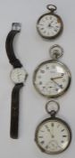 Three various pocket watches and a Lorus lady's wristwatch (4)