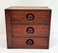Mahogany three-drawer table-top chest, 24cm x 23cm