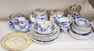 Heal & Sons patterned part dinner and tea service, white ground with blue floral spray decoration, a