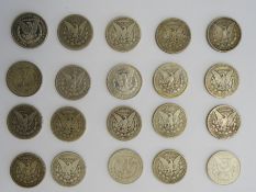 Collection of 20 United States of America silver dollars, dating from 1878, 1879 x 2, 1880 x 2,