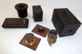 A Coronet Every distance lens, Spire film, Johnsons adjustable developing tank for films, boxed