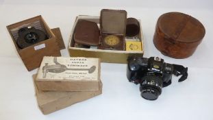 Nikon F-401 camera with Nikkor lens, cased, a Haynor super rewinder, a Super-Junoplex in box, filter