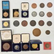 Large collection of bronze and white metal commemorative medals (2 boxes)