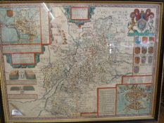 After John Speed  ( 1552 -1629) - Map Glocestershire c. 1610, topographical study of Gloucester (