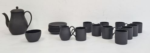 Wedgwood black jasper coffee service for eight persons, comprising coffee pot, milk jug, sugar bowl,