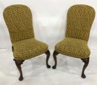 Set of six modern dining chairs with yellow upholstered seats and backs, on cabriole legs (6)