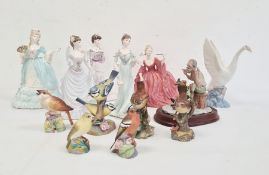 Five various Coalport figures of ladies in evening dresses, to include Mary Antoinette sculptured by